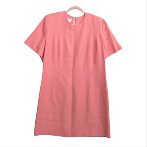 Talbots Linen Visvose Pink Shirt Dress Back Zip fully lined Sz 20 Shoulder Pads